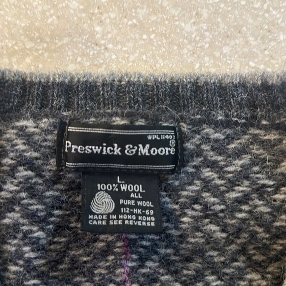 Preswick&Moore Wool Sweater V-Neck  Mens Sz L - Picture 3 of 6